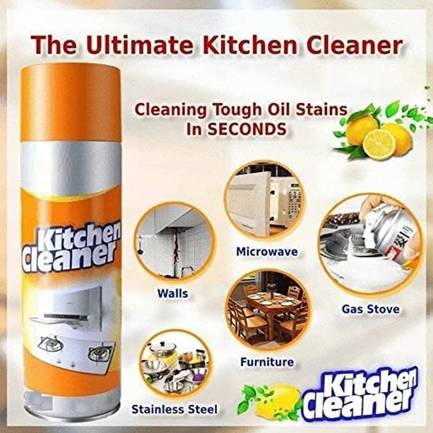 Multipurpose Bubble Foam Cleaner Kitchen Cleaner Spray Oil  Grease Stain Remover Chimney Cleaner Spray Bubble Cleaner All Purpose Foam Degreaser Spray (500 Ml) - Happy Price - Image 5