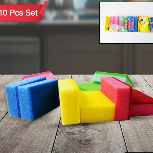 Multi-purpose Multi Color Scratch Scrub Sponges (10 Pcs Set) - Happy Price - Image 1