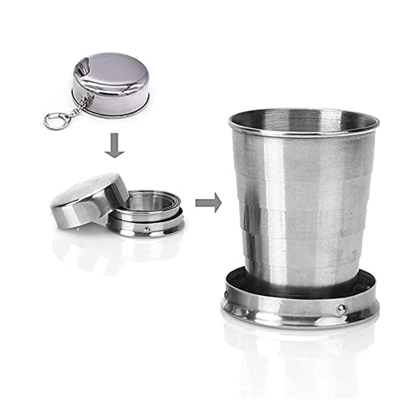 2-in-1 Collapsible Stainless Steel Camping Cup with Keychain (1 Pc) - Happy Price - Image 7
