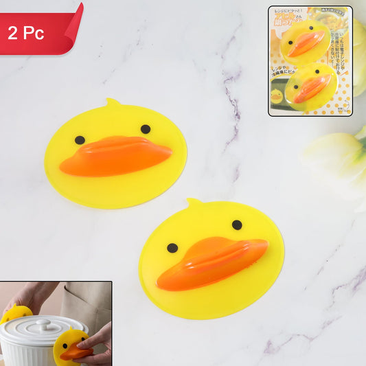 Cute Duck Silicone Hot Pot Holder Clip - Heat Resistant Kitchen Tongs (2 Pc) - Happy Price - Image 1