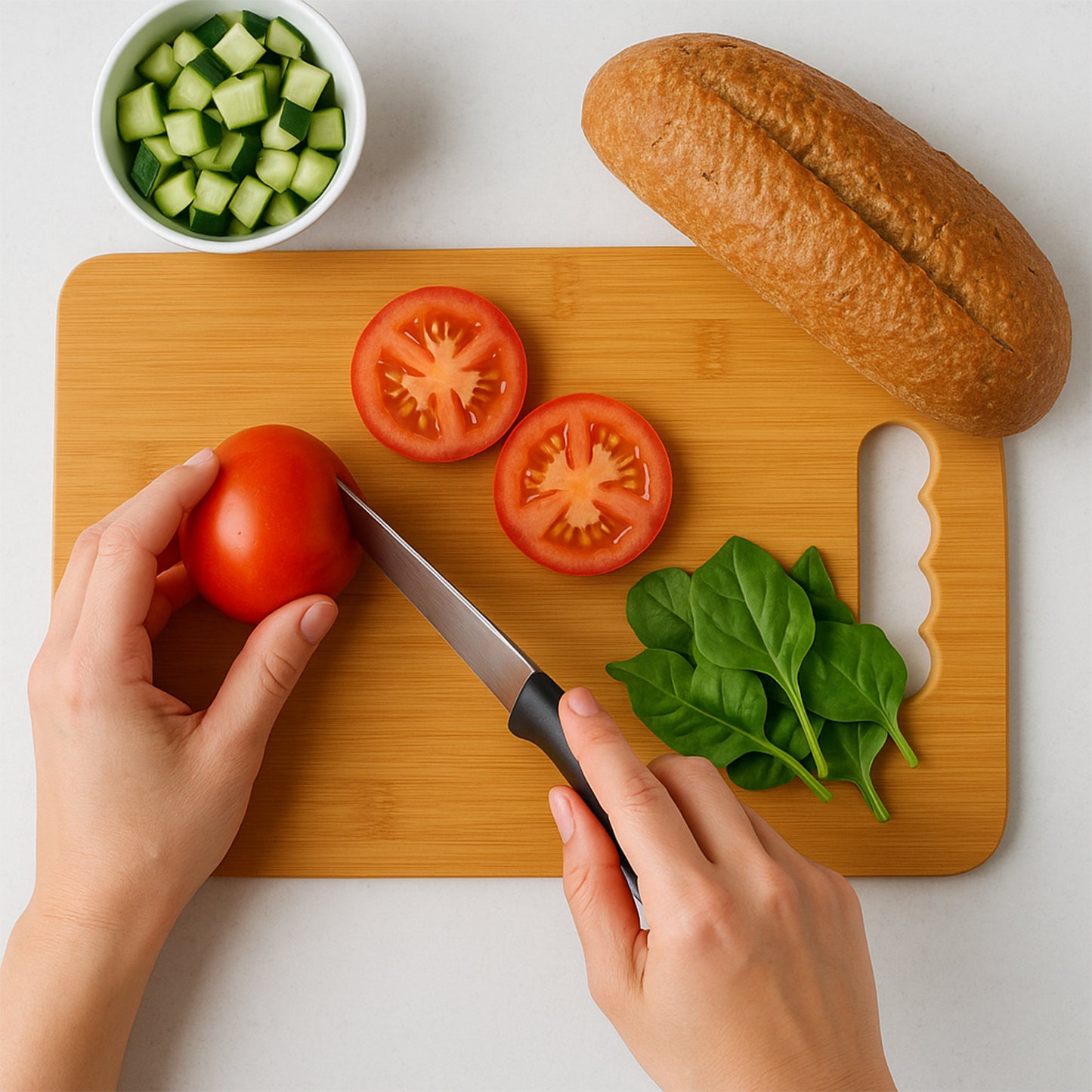 Natural Wood Cutting Board for Kitchen - Vegetable & Meat Prep - Happy Price - Image 4