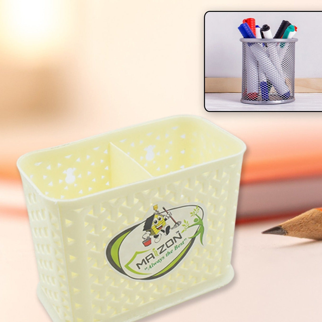 Multipurpose Holder For Desk Plastic Pen Pots Desk Organizers Pencil Pots Holder Stationary Supplies For Office Home School Non-slip Silicone Bottom - Happy Price - Image 1