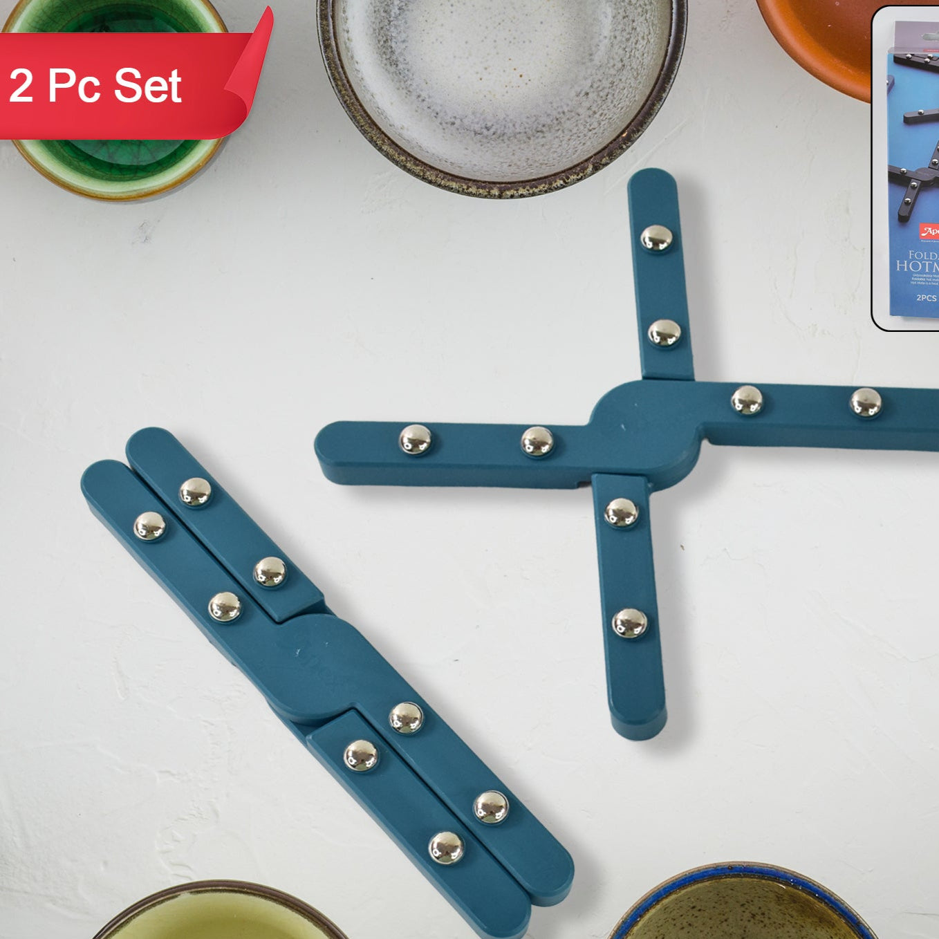 Apex Foldable Hot Mate Set  2 Pcs Folding Pan Stand For Hot Pots - Happy Price - Image 1