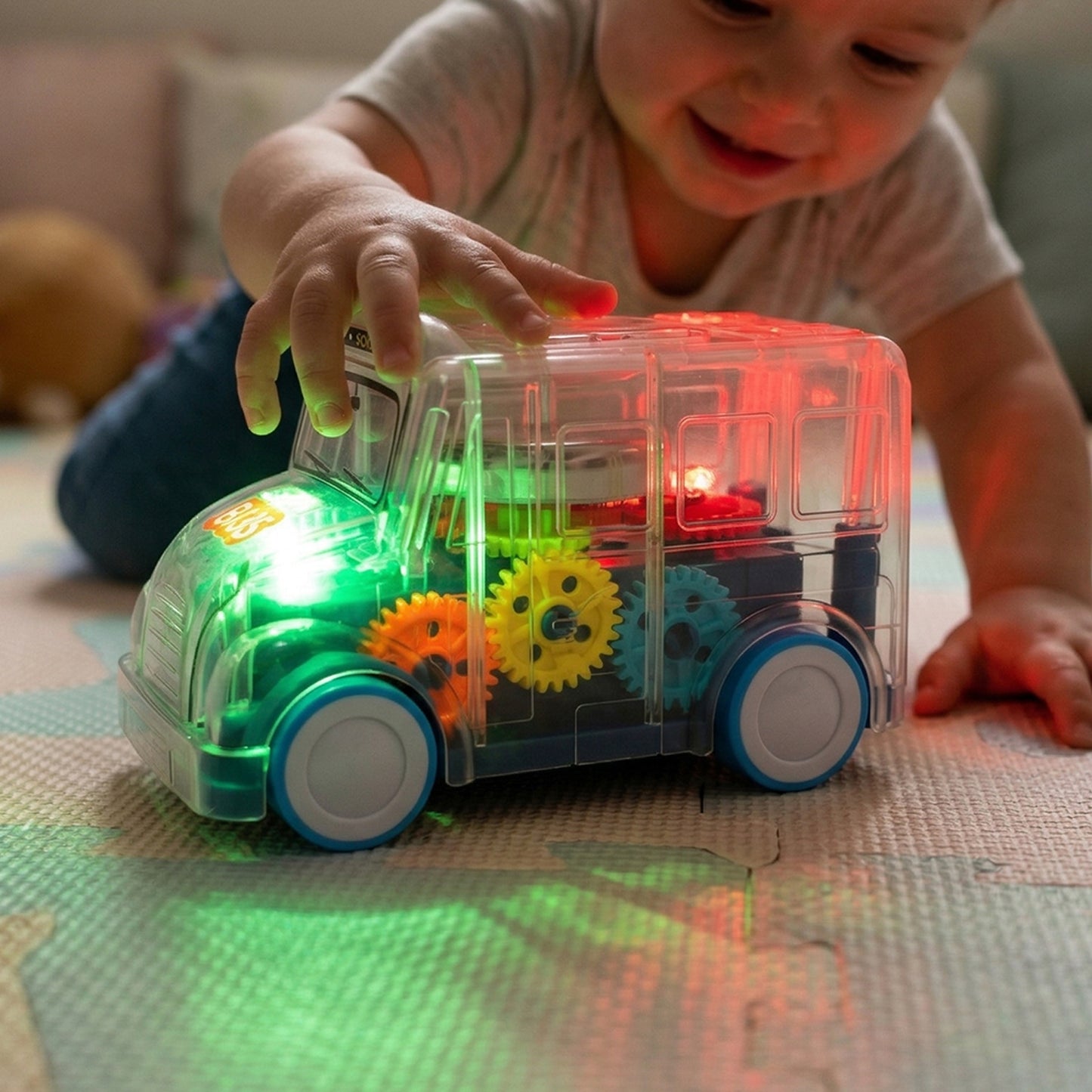 Kids Transparent Musical Light-up School Bus Toy (1 Pc)