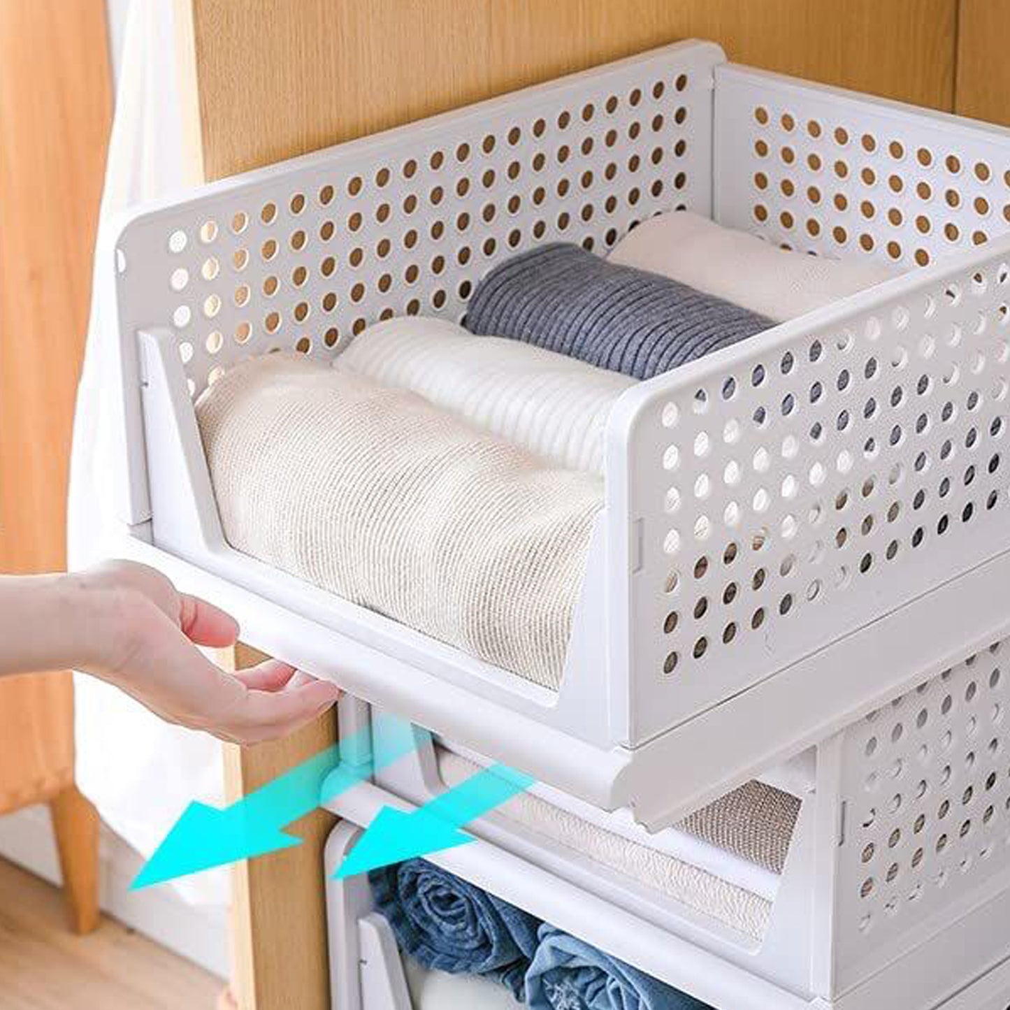 3 Layer Clothes Organizer For Wardrobe Cupboard Organizer For Clothes Foldable And Stackable Closet Organizer Drawer Organizer For Clothes Multi Purpose Plastic Drawer - Happy Price - Image 3