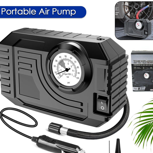 Tire Inflator Portable Air Compressor 12v Small Air Pump For Car Tires Bicycle Balloons Cars Bike Bicycles And Other Inflatables With Led Light (12v) - Happy Price - Image 1