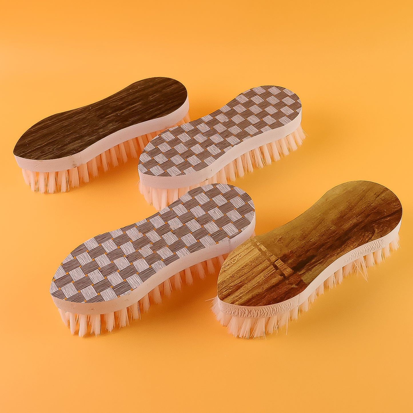 Ergonomic Curved Laundry Brush Set, 4 Pcs - Durable Plastic with Nylon Bristles for Clothes & Shoes - Happy Price - Image 6