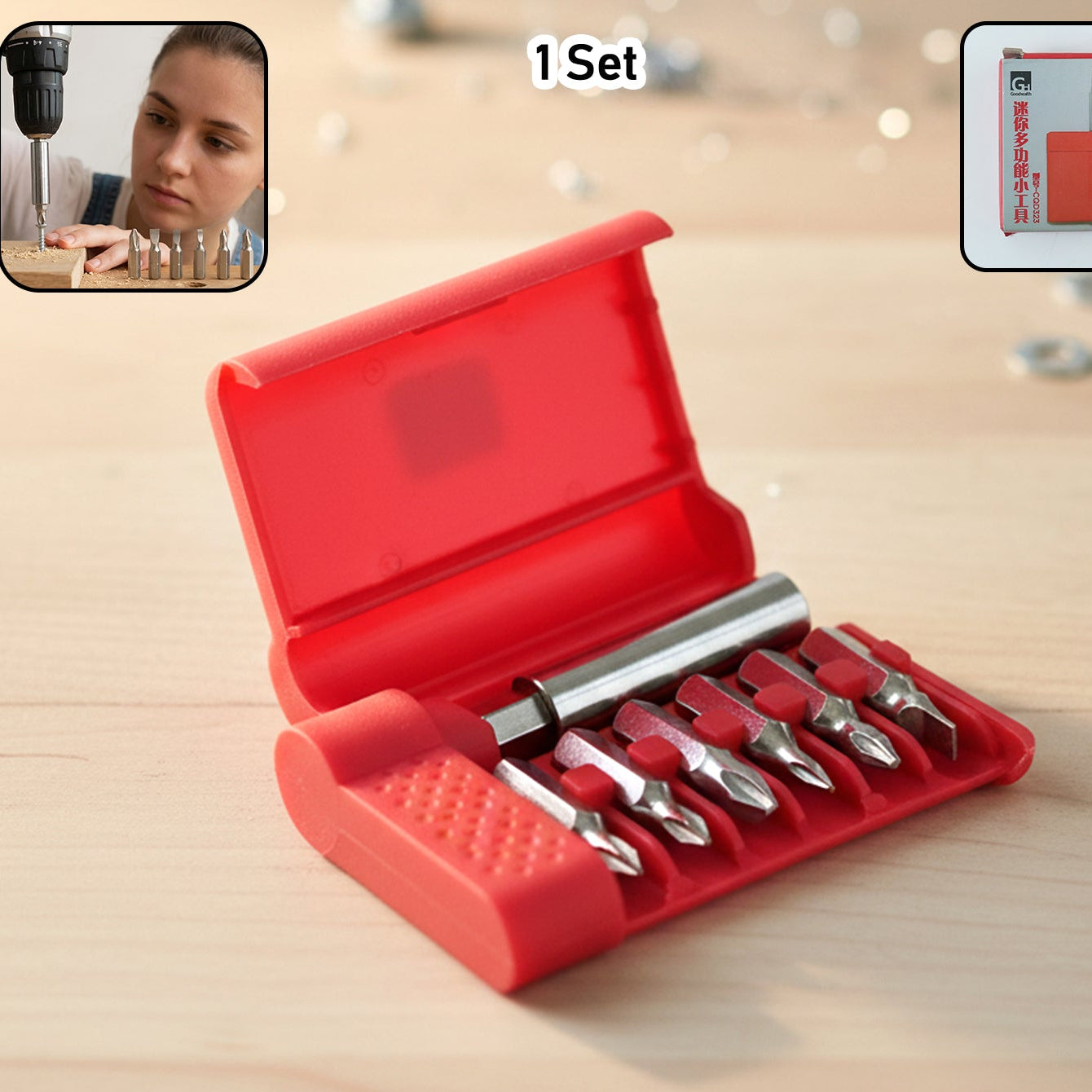 Mini Precision Screwdriver Bit Set With Magnetic Bit Holder (1 Set 6 Bit)