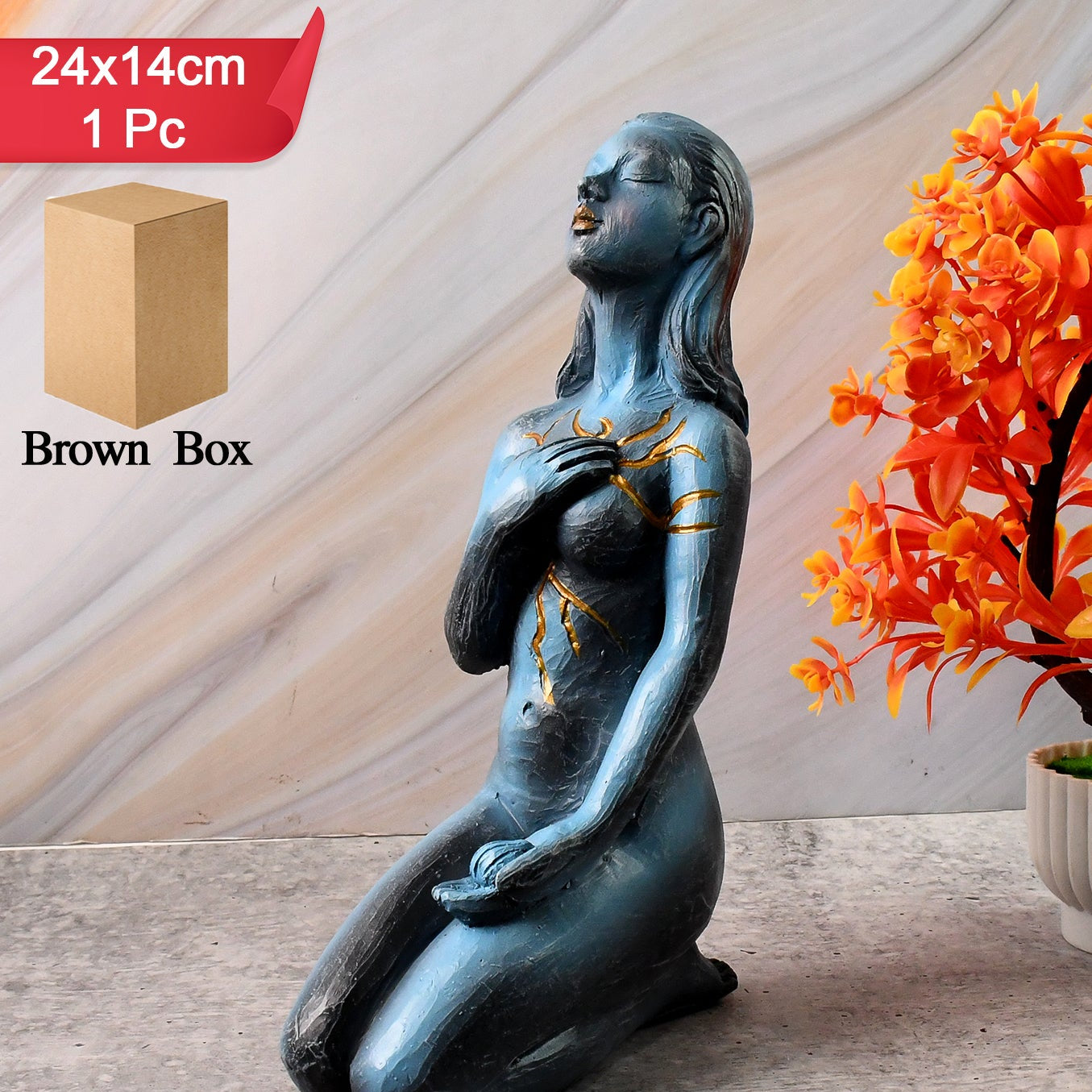 Elegant Resin Kneeling Woman Decorative Statue (1 Pc) - Happy Price - Image 1