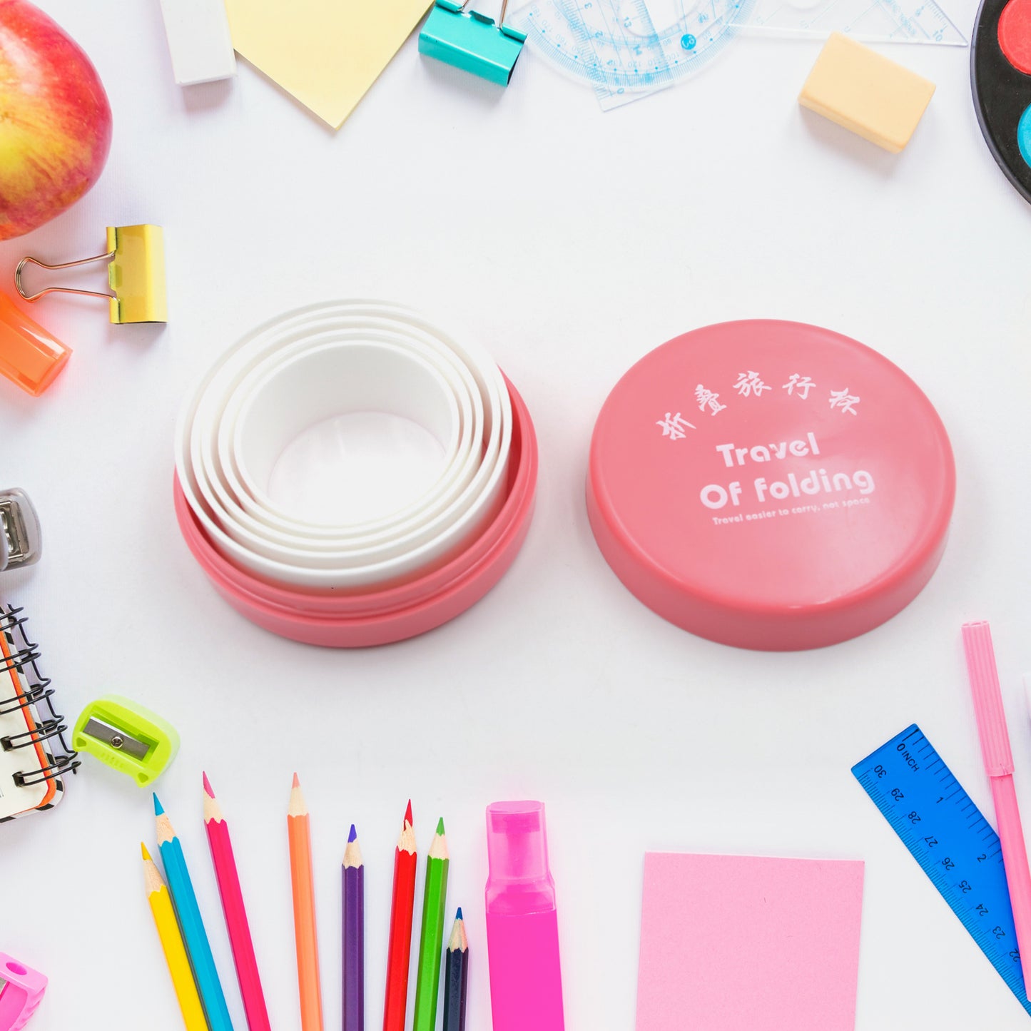 Portable Travelling Cuptumbler With Lid Folding  Pocket Glass For Travelling Water Cup For Kids Walker Folding Camping Cup With Lids Expandable Drinking Cup Folding Cup For Kids Travel - (Pack Of 1) - Happy Price - Image 3