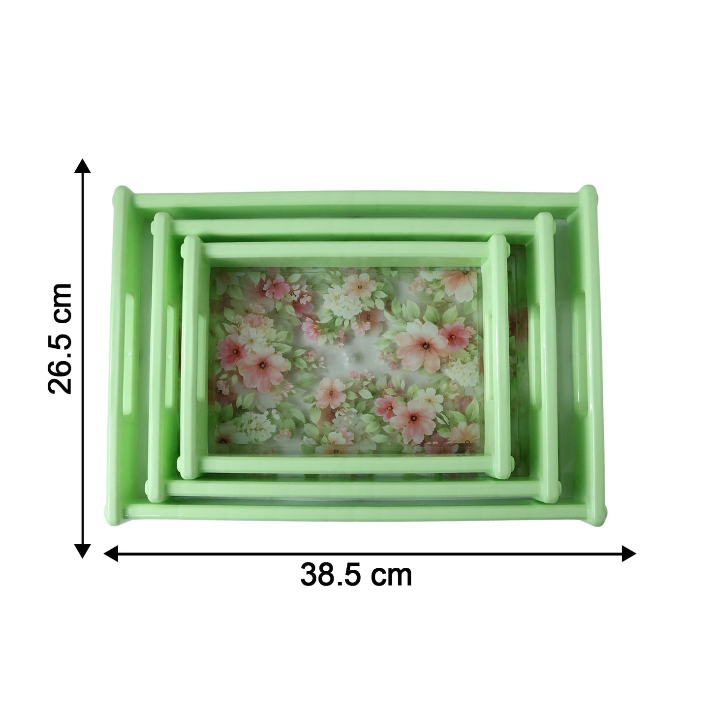 Floral Print Multipurpose Serving Tray Set - 3 Pc - Happy Price - Image 5