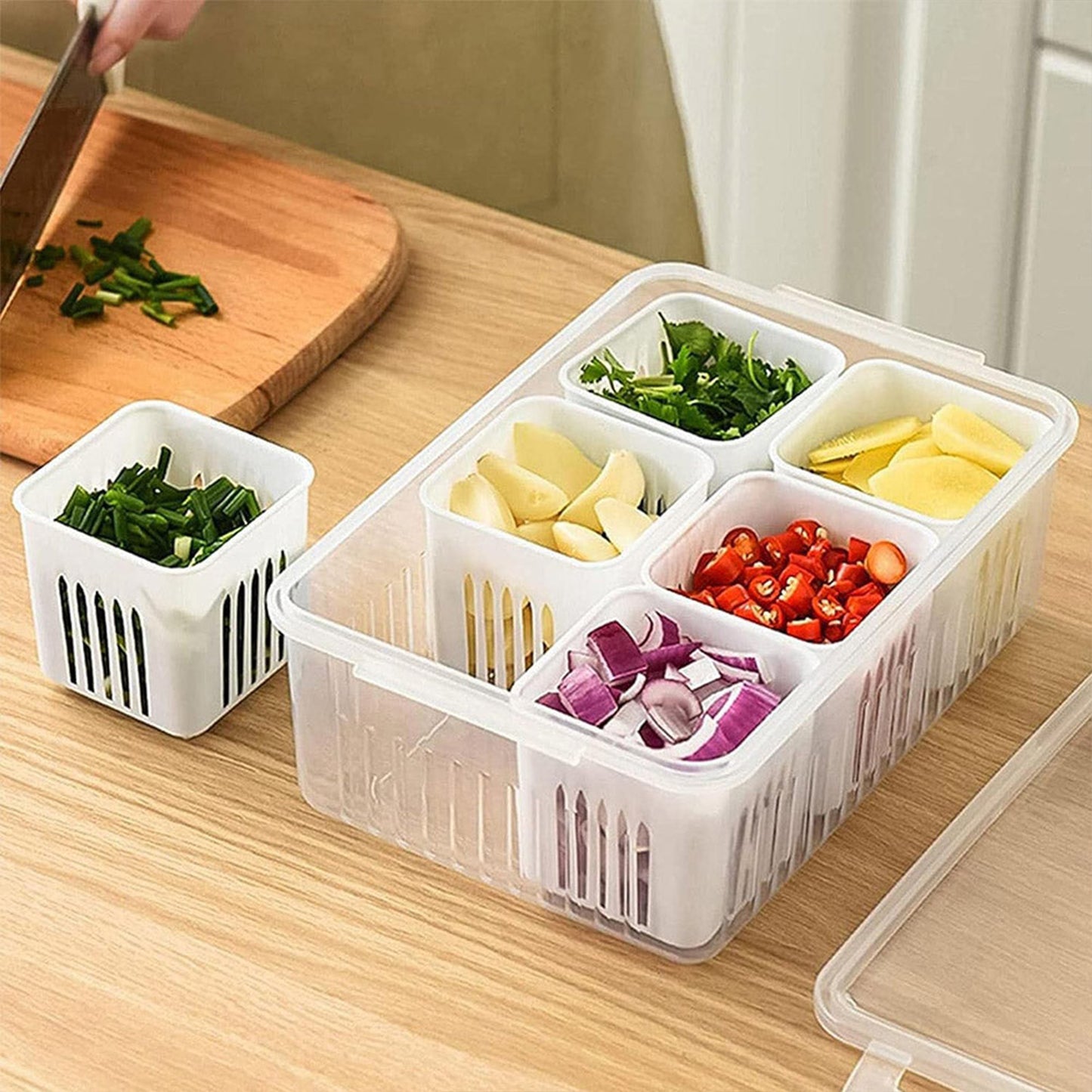 Fridge Storage Boxes Freezer Storage Containers Container For Kitchen Storage Set Storage In Kitchen Vegetable Storage Draining Crisper Refrigerator Food Box (1 Pc) - Happy Price - Image 2