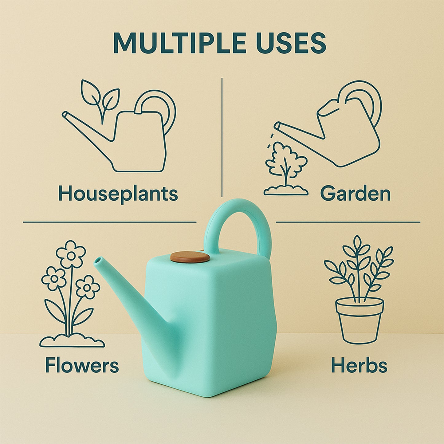 2 Litre Heavy-duty Plastic Gardening Watering Can With Long Spout  Ergonomic Handle - Happy Price - Image 6