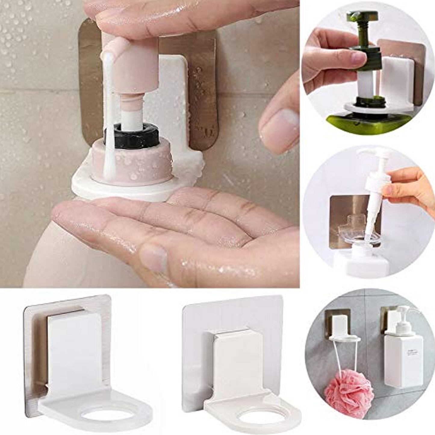 Wall Mounted Self Sticky Hooks For Body Wash Shampoo Bottle Wall Storage Strong Adhesive Hook Power Plug Socket Hanger Holder Multi Color (1pc) - Happy Price - Image 3