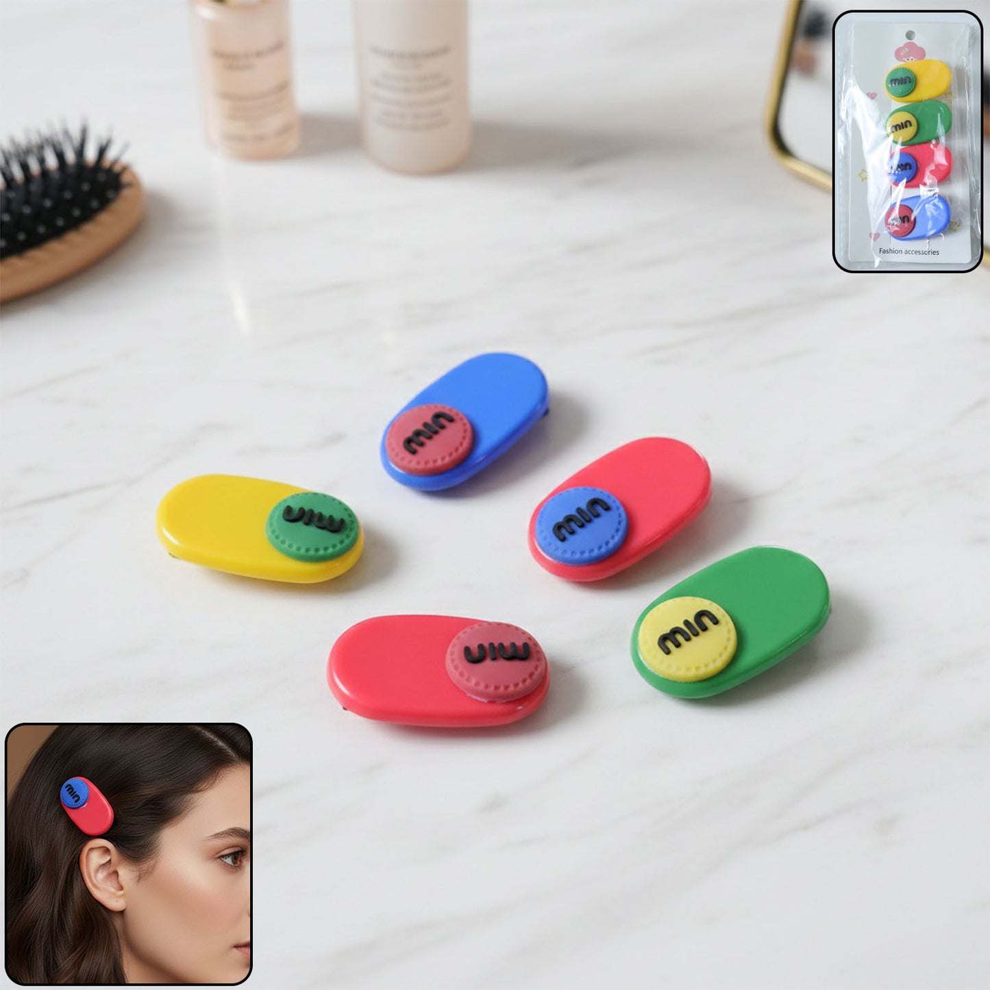 Decorative Hair Clips Set - 4 Pc Stylish Text Accent Hair Accessories for Girls & Women - Happy Price - Image 2