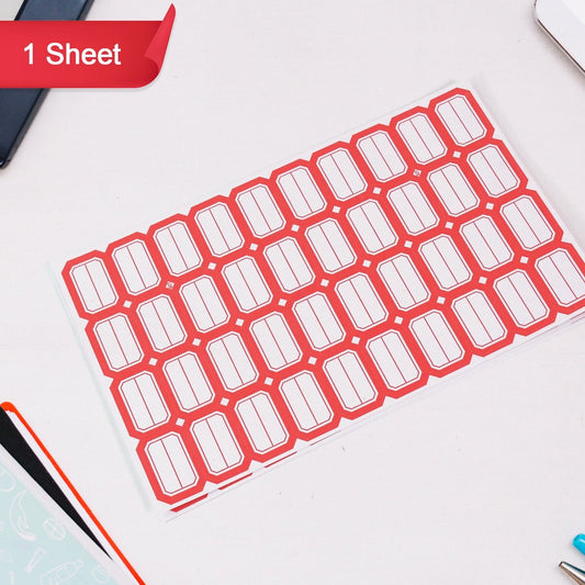 Writable Blank Label Sticker Sheets - Red Border, Self-Adhesive Organizers (1 Sheet) - Happy Price - Image 1