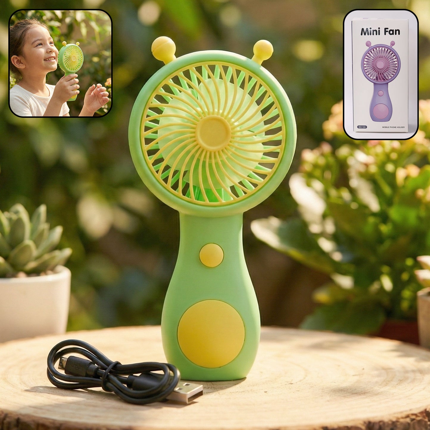 Cute Rechargeable Mini Handheld Fan for Kids - 1 Pc - Happy Price - Image 2