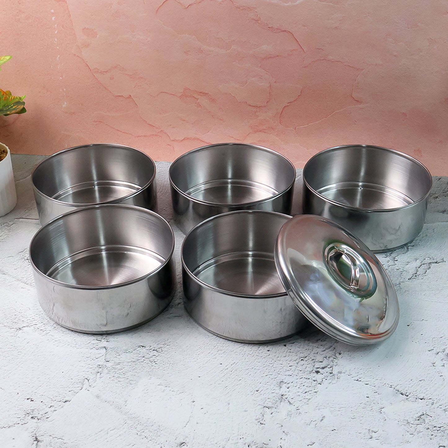 5 Container Stainless Steel Round Tiffin Box - 16x5 Inch Meal Carrier - Happy Price - Image 7