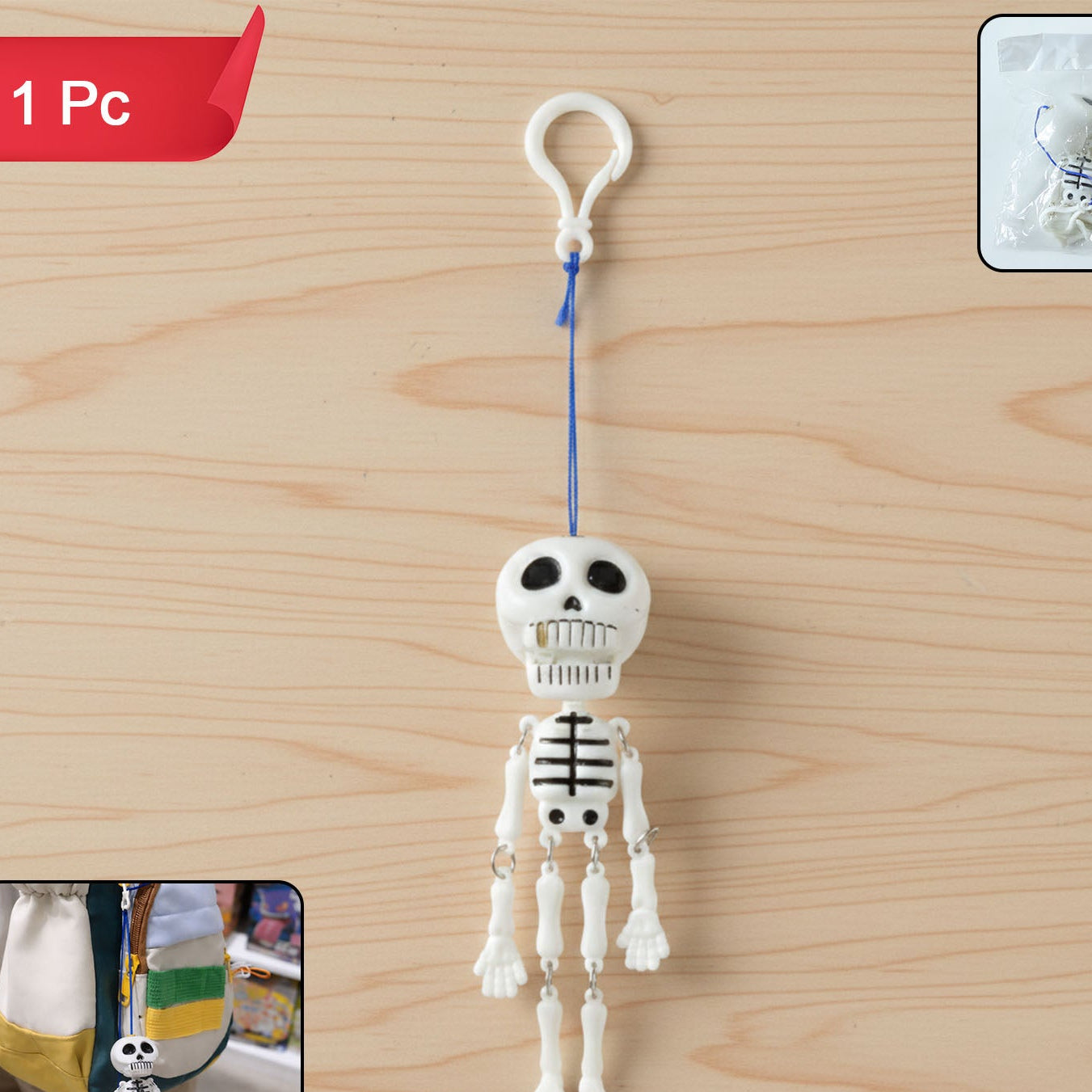 Hanging Skeleton Doll Keychain - Fun Bag Charm & Backpack Accessory (1 Pc) - Happy Price - Image 1