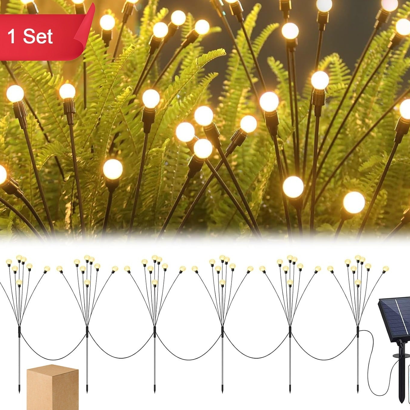 Solar Garden Ball Lights - Warm White LED String Lights with Remote Control - Happy Price - Image 1