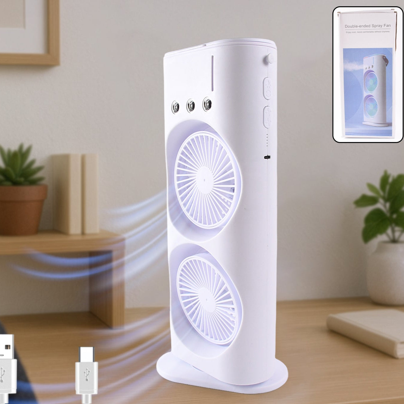 Portable Tower Mist Spray Cooling Fan Air Cooling Fan (1 Pc) - Happy Price - Image 1