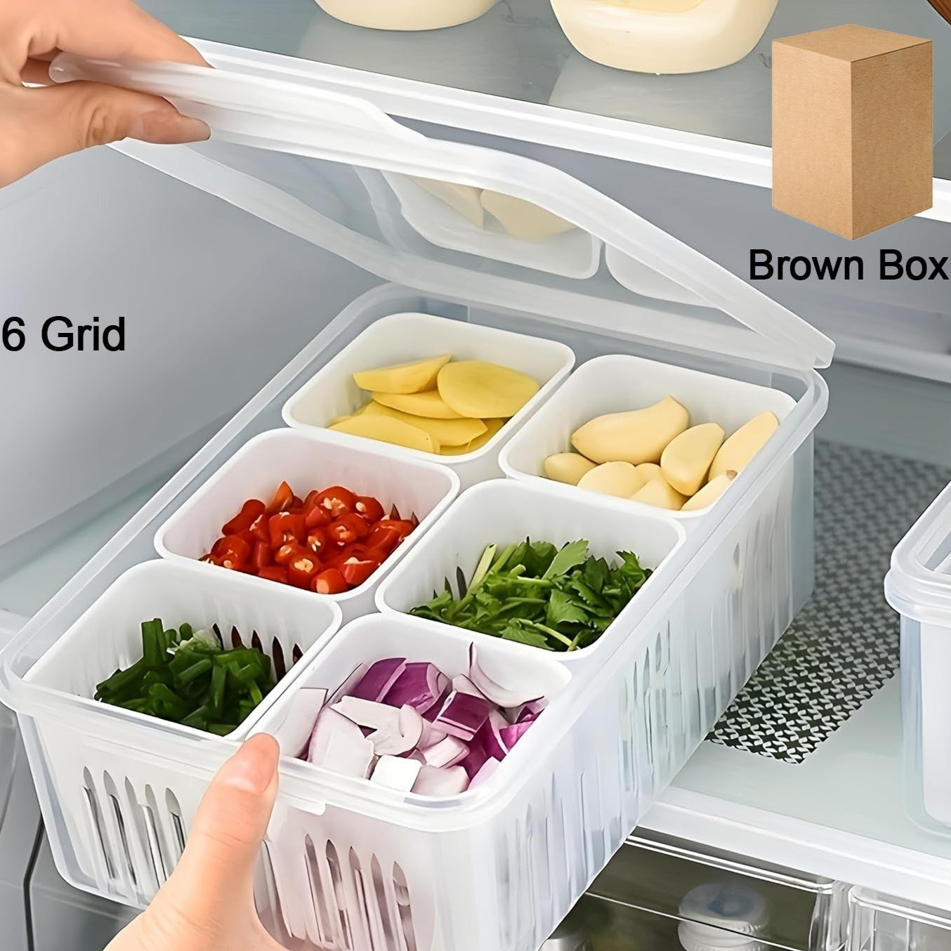 Fridge Storage Boxes Freezer Storage Containers Container For Kitchen Storage Set Storage In Kitchen Vegetable Storage Draining Crisper Refrigerator Food Box (1 Pc) - Happy Price - Image 1