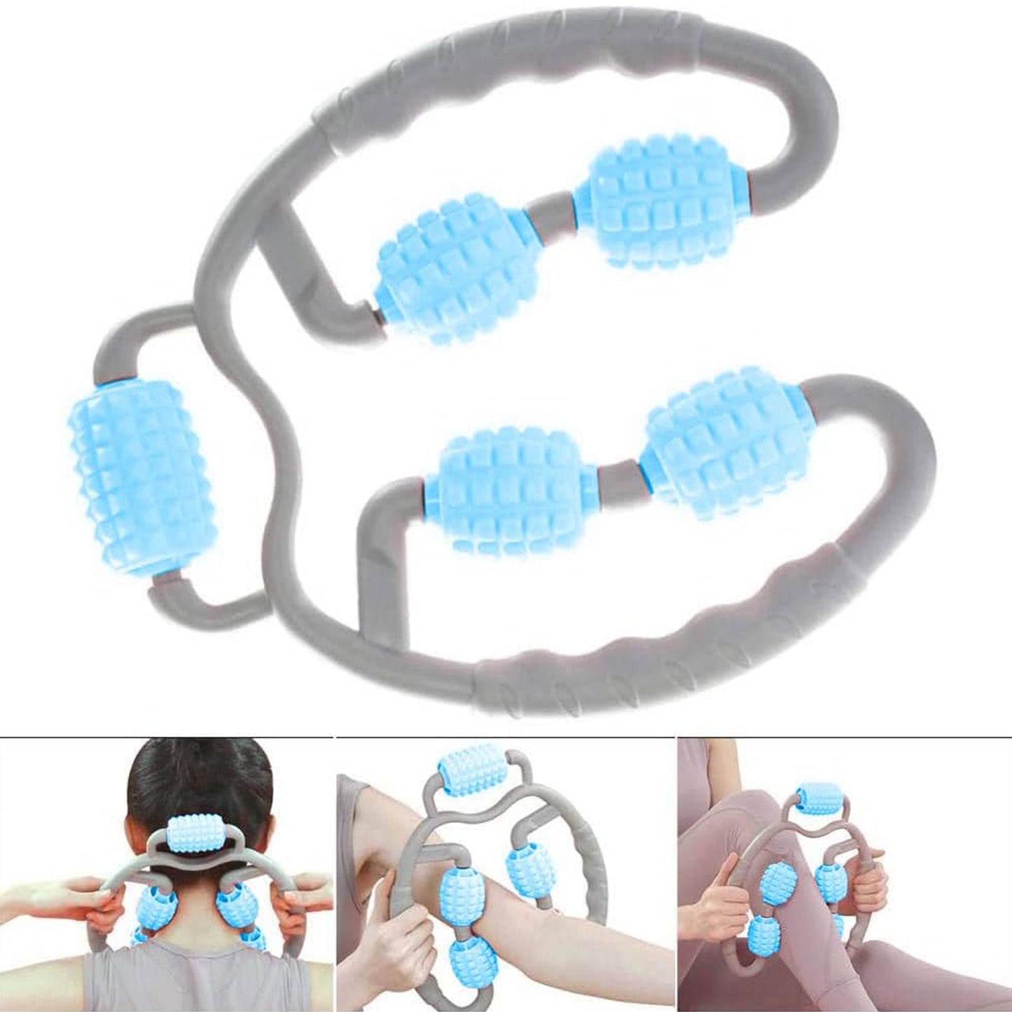 Muscle Massage Roller 5 Wheels Relieve Soreness Leg Muscle Roller Fitness Roller Muscle Relaxer Massage Roller Ring Clip All Round Massaging Uniform Force Elastic Pp Drop Shaped For Home Use (1 Pc) - Happy Price - Image 6