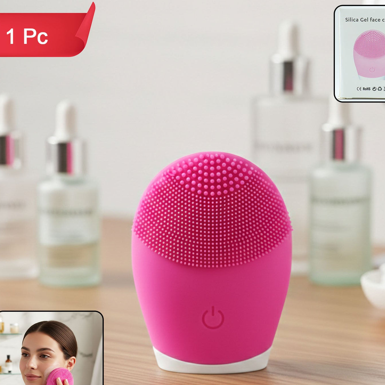 Silicone Electric Facial Cleansing Brush (1 Pc) - Deep Clean & Gentle Exfoliation - Happy Price - Image 1
