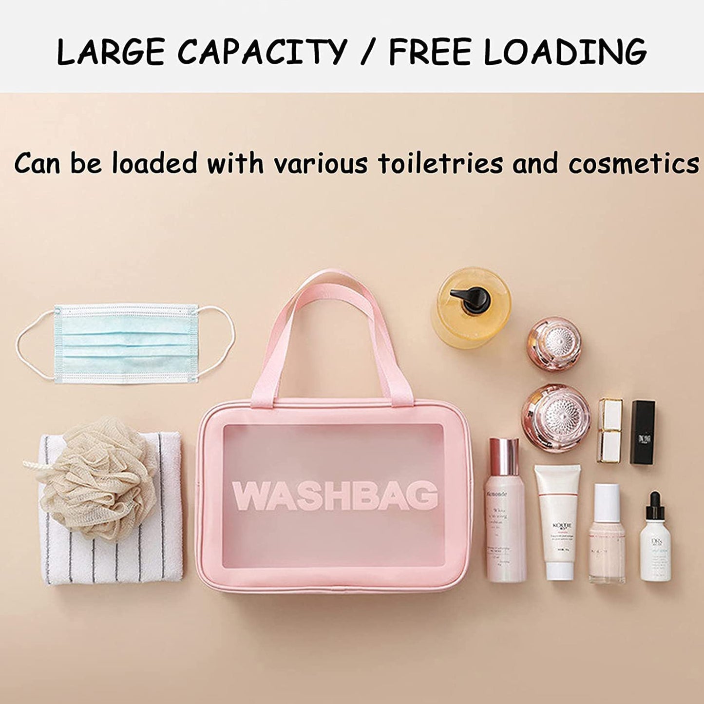 12682 Cosmetic Pouch Make Up Bag For Home  Travel Toiletry Bag For Cosmetics Brushes Accessories Set Of 3 Small Medium  Big - Wash Bag - Happy Price - Image 5