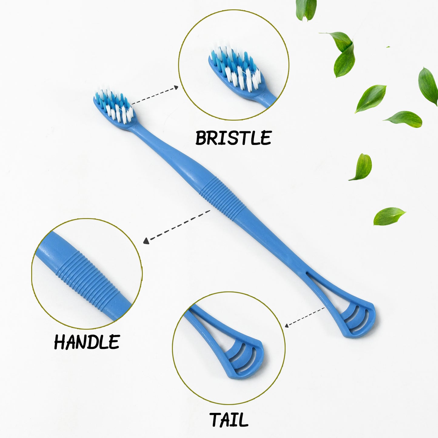 2-in-1 Tooth Brush With Tongue Scraper Soft Bristle  Long Handle (8pcs) Soft Toothbrush - Happy Price - Image 5