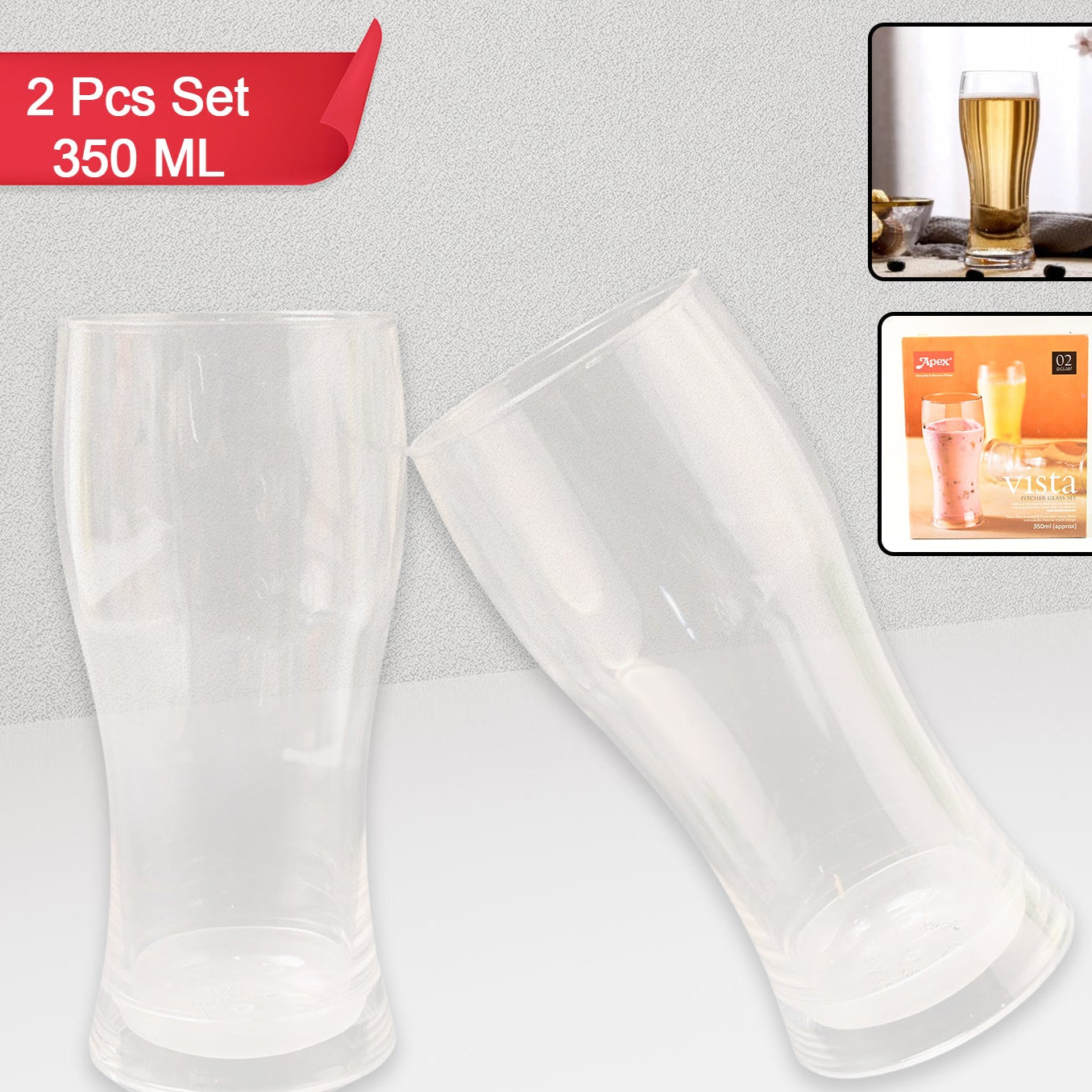 Apex Vista Unbreakable Pitcher Glass Set  350 Ml (Approx)  2-piece - Happy Price - Image 1