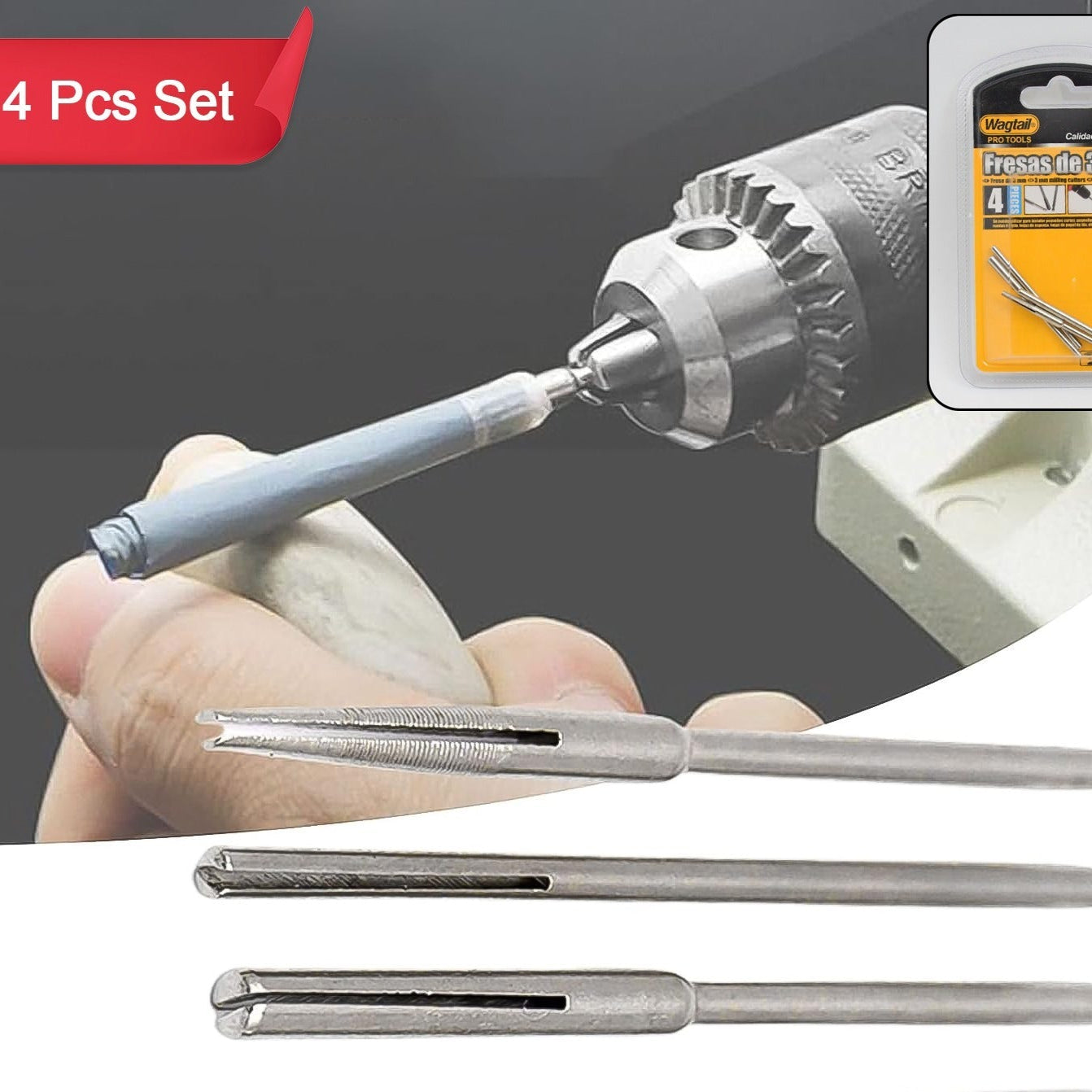 Sandpaper Clamp 3 Mm Split Mandrels Long Abrasive Holder (4 Pcs Set) - Happy Price - Image 1