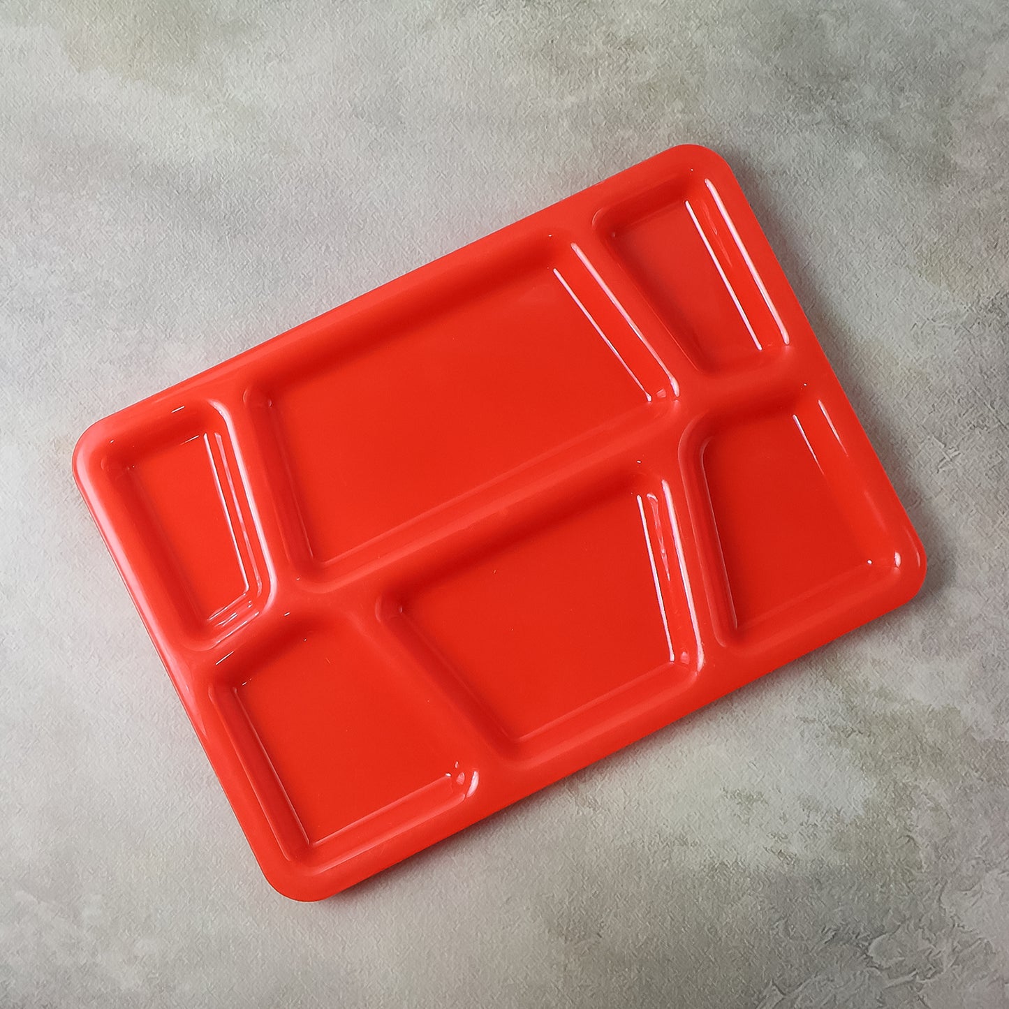 Plastic Multi-Compartment Meal Serving Tray - 6 Sections, Red (1 Pc) - Happy Price - Image 6