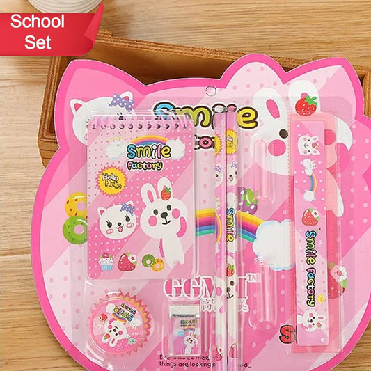 7958 8 In1 Mix Stationery Gift Set For Kids Stationary Set Including Pencil Ruler Rubber Pencil Sharpener Pencil Cover School Office Product Gift