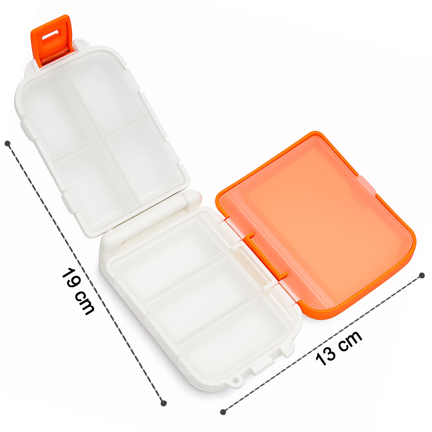 Portable Orange Pill Box Organizer - Dual-Sided 8 Compartment Medicine Case - Happy Price - Image 5